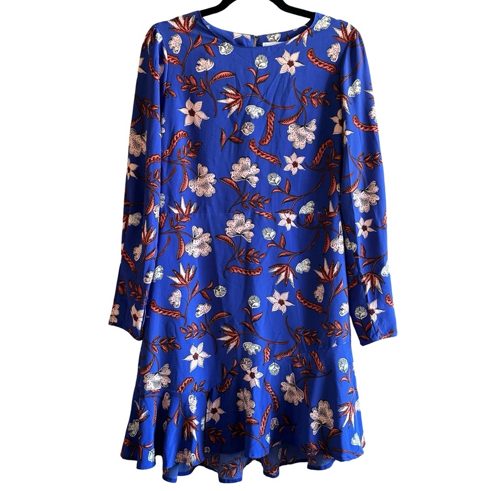 ASTR The Label Women’s Blue Floral Long Sleeve Mini Dress Size M Boho Romantic